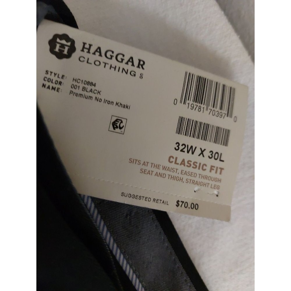 Haggar Black Dress Mens Size 32W X 30L Classic Fit Inseam 29  $70 value NWT - Picture 2 of 9